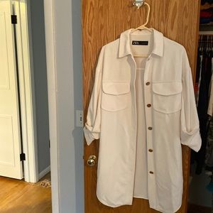 Zara White Long Button Down